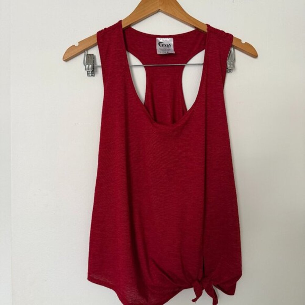 Zyia Active‎ Racerback Tie-Front Tank Top Red XXL